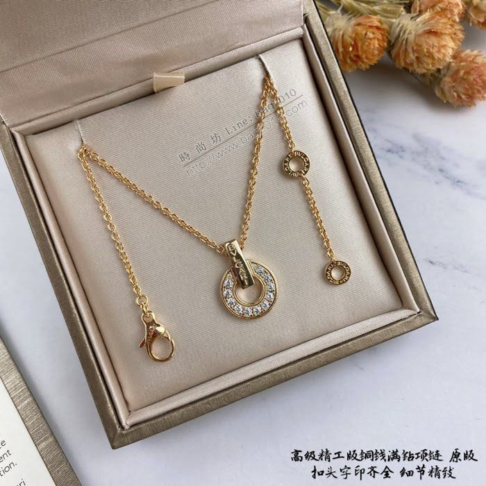 Bvlgari飾品 寶格麗新款925純銀滿鑽銅錢項鏈  zgbq3099